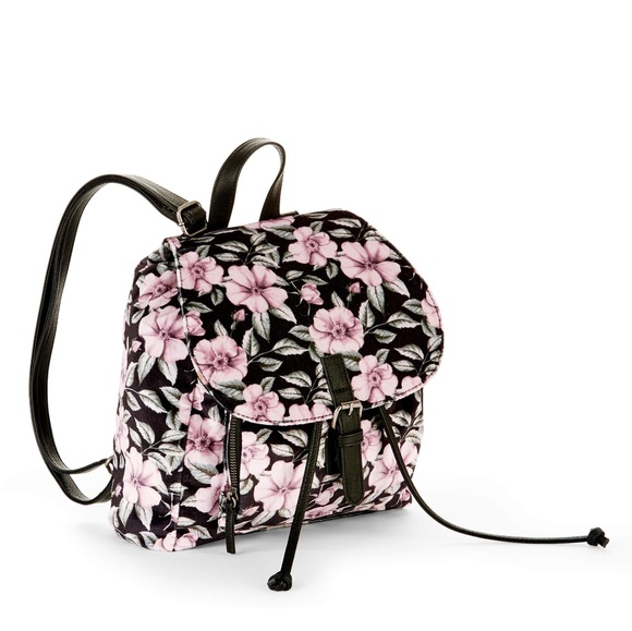 Time and Tru Handbags - Mini Backpack Floral Pink Black Velour NEW